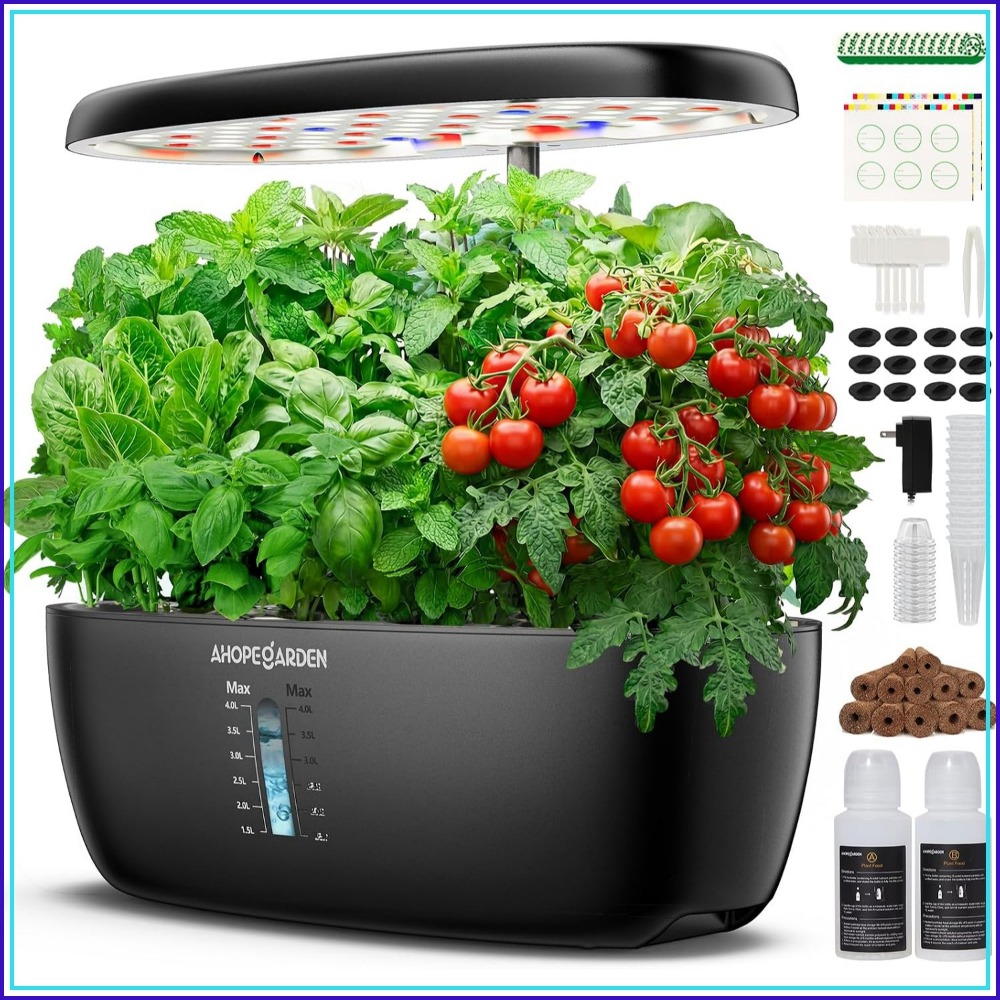 Indoor Garden Kit - 12-Pod Hydroponischer Garten mit LED-Wachstumslampe, Indoor-Kräuter-Set